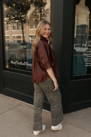 Faux Leather Top, Burgundy *final sale