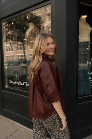 Faux Leather Top, Burgundy *final sale