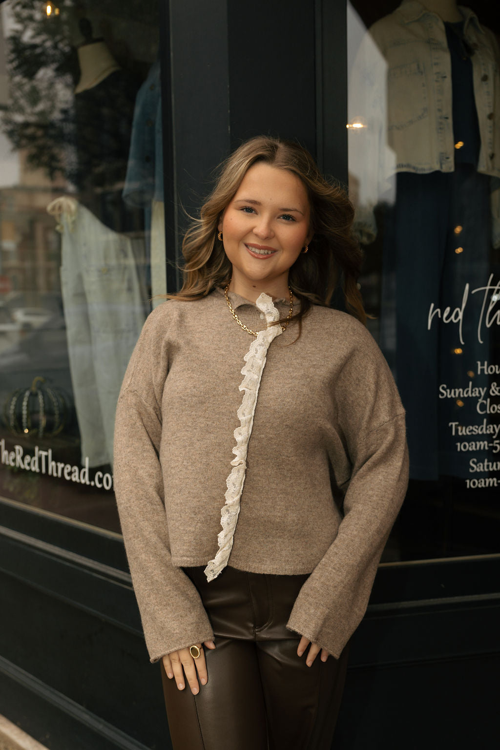 【うぉん】theredthread S lace up cardigan THEREDTHREAD】S lace up cardigan