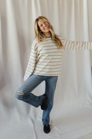 Lena Stripe Ringer Tee, Green - The Red Thread Boutique
