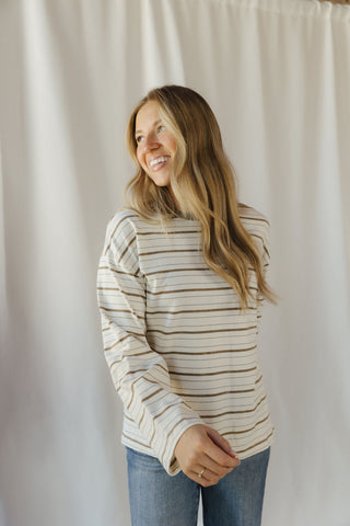 Lena Stripe Ringer Tee, Green - The Red Thread Boutique