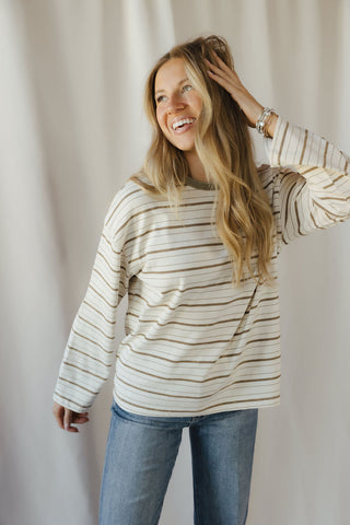 Lena Stripe Ringer Tee, Green - The Red Thread Boutique