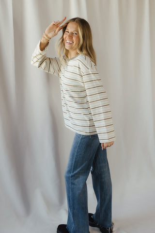 Lena Stripe Ringer Tee, Green - The Red Thread Boutique