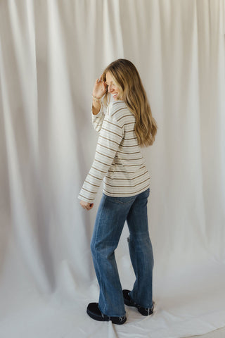 Lena Stripe Ringer Tee, Green - The Red Thread Boutique