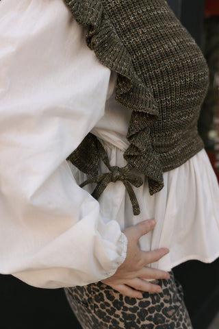 Sweater Combo Top, Olive