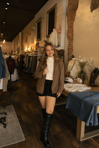 Suede Oversized Bomber