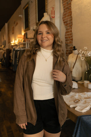 Suede Oversized Bomber