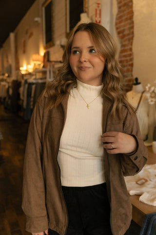 Suede Oversized Bomber