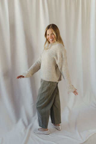 Valorie Stripe Barrel Jeans, Olive - The Red Thread Boutique