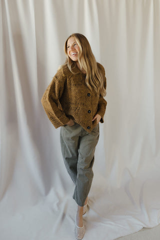 Josie Crochet Heavyweight Cardigan, Mustard - The Red Thread Boutique