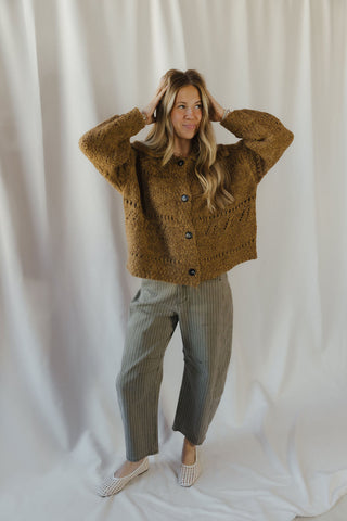 Josie Crochet Heavyweight Cardigan, Mustard - The Red Thread Boutique