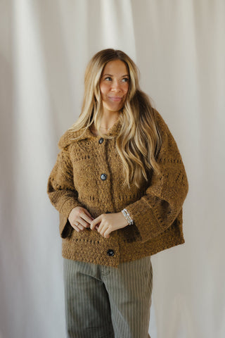 Josie Crochet Heavyweight Cardigan, Mustard - The Red Thread Boutique