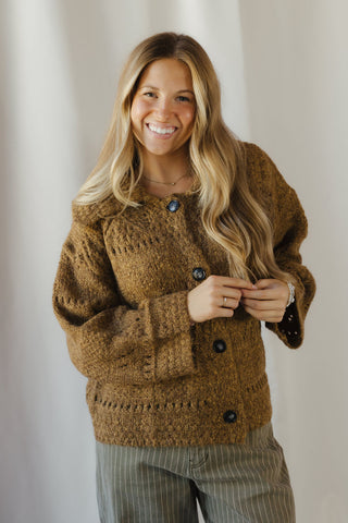 Josie Crochet Heavyweight Cardigan, Mustard - The Red Thread Boutique