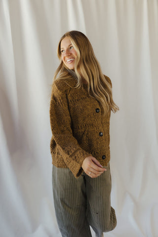 Josie Crochet Heavyweight Cardigan, Mustard - The Red Thread Boutique