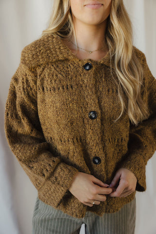 Josie Crochet Heavyweight Cardigan, Mustard - The Red Thread Boutique