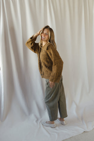 Josie Crochet Heavyweight Cardigan, Mustard - The Red Thread Boutique