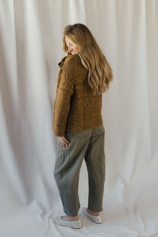 Josie Crochet Heavyweight Cardigan, Mustard - The Red Thread Boutique