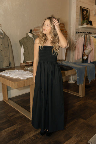 Cornelia Poplin Midi Dress, Black