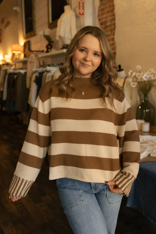 Stripe Sweater, Tan