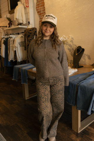 Button Front Cardigan, Mocha