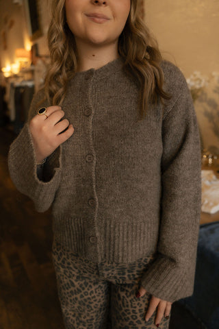 Button Front Cardigan, Mocha