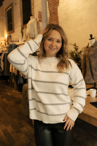 Boyfriend Striped Sweater White by Z Supply