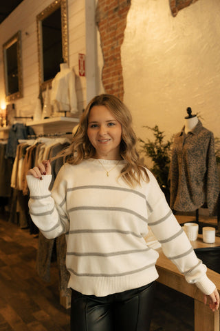 Boyfriend Striped Sweater White by Z Supply