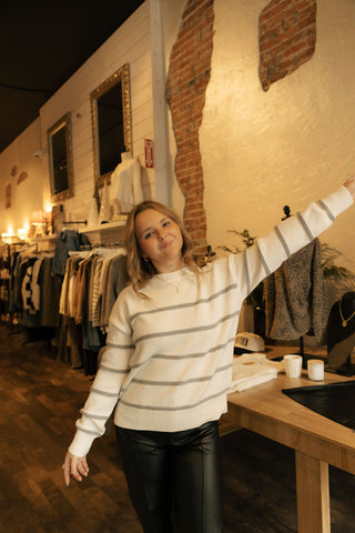 Boyfriend Striped Sweater White by Z Supply