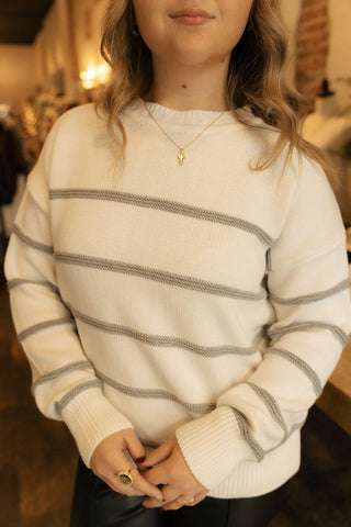 Boyfriend Striped Sweater White by Z Supply
