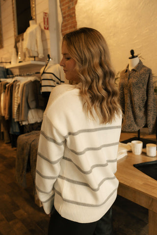 Boyfriend Striped Sweater White by Z Supply