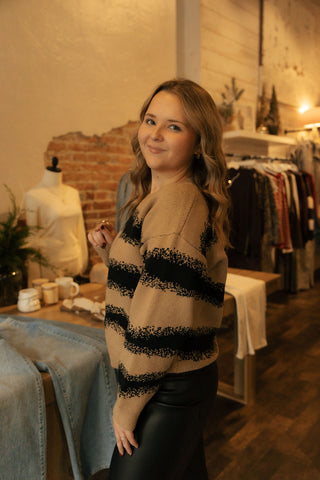Mocha/Black Stripe Sweater