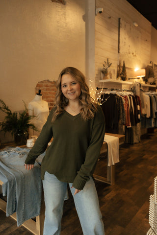All Around V-Neck Sweater, Fern