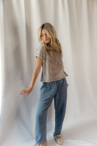 Ivy Mineral Wash Tee, Cocoa