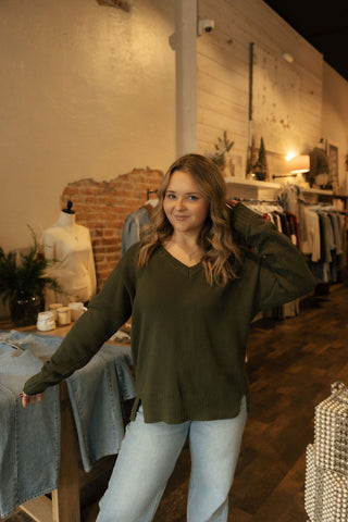 All Around V-Neck Sweater, Fern