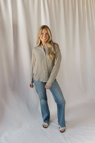 Z Supply River Plaid Button Up, Dark Chocolate - The Red Thread Boutique