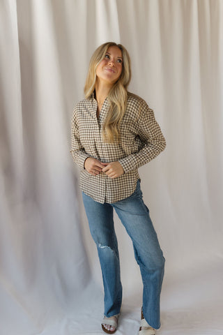 Z Supply River Plaid Button Up, Dark Chocolate - The Red Thread Boutique