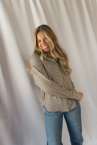 Z Supply River Plaid Button Up, Dark Chocolate - The Red Thread Boutique