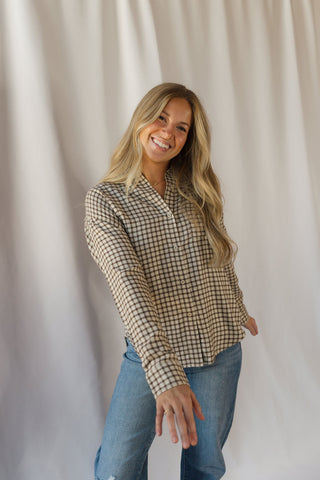 Z Supply River Plaid Button Up, Dark Chocolate - The Red Thread Boutique