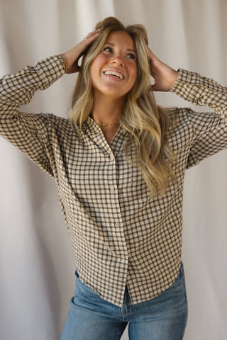 Z Supply River Plaid Button Up, Dark Chocolate - The Red Thread Boutique