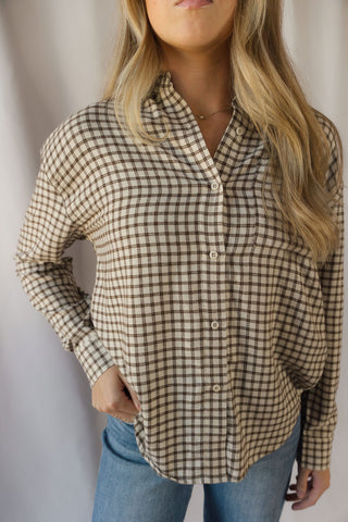 Z Supply River Plaid Button Up, Dark Chocolate - The Red Thread Boutique