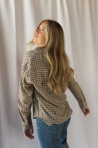 Z Supply River Plaid Button Up, Dark Chocolate - The Red Thread Boutique