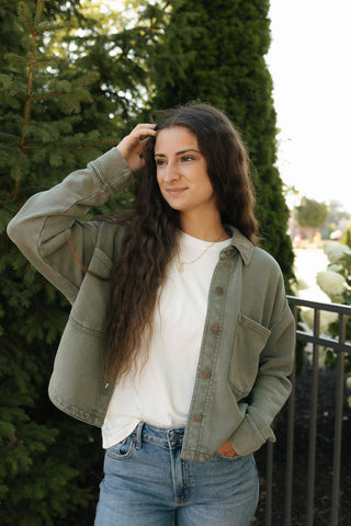 All Day Cropped Knit Jacket, Hunter Green by Z Supply