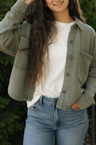 All Day Cropped Knit Jacket, Hunter Green by Z Supply