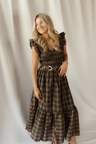Josie Plaid Smocked Dress, Brown – The Red Thread Boutique