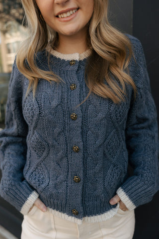 Color Contrast Cardigan, Navy