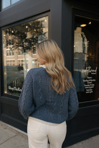 Color Contrast Cardigan, Navy