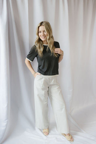 Faye Layered Top, Charcoal