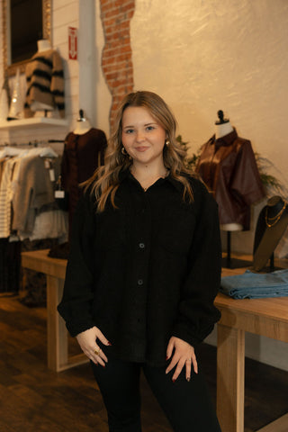 Frostline Sherpa Shacket, Black