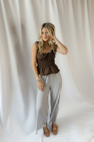 Laurel Smocked Tank, Brown