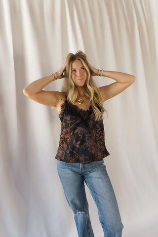 Solara Floral Lace Cami, Black - The Red Thread Boutique